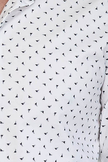 Men's White Slim Fit Shirt with Minimal Black Pattern | Wessi
