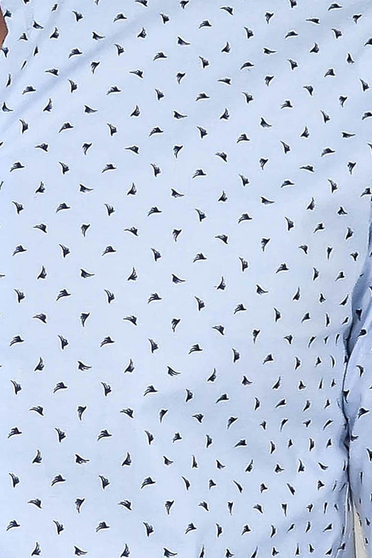 Men's Light Blue Slim Fit Shirt with Minimal Black Pattern | Wessi