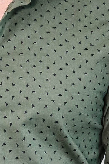 Men's Khaki Slim Fit Shirt with Minimal Black Pattern | Wessi