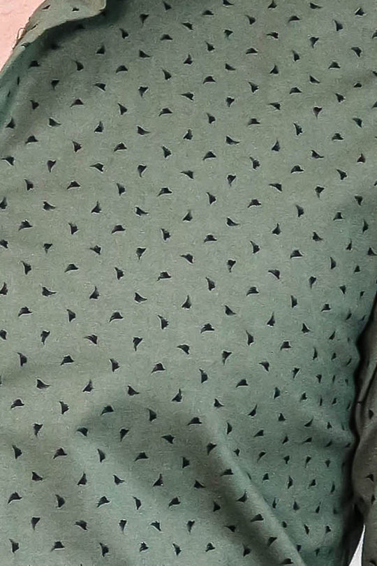 Men's Khaki Slim Fit Shirt with Minimal Black Pattern | Wessi