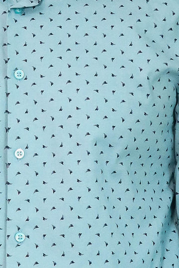 Men's Turquoise Slim Fit Shirt with Micro Black Pattern | Wessi