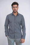 Men's Navy Blue Slim Fit Micro Check Patterned Shirt | Wessi