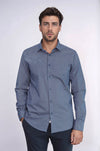 Men's Blue Slim Fit Micro Check Patterned Shirt | Wessi