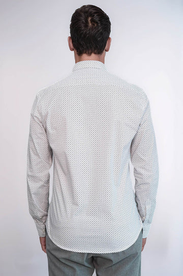 Men's White Slim Fit Micro Check Patterned Shirt | Wessi