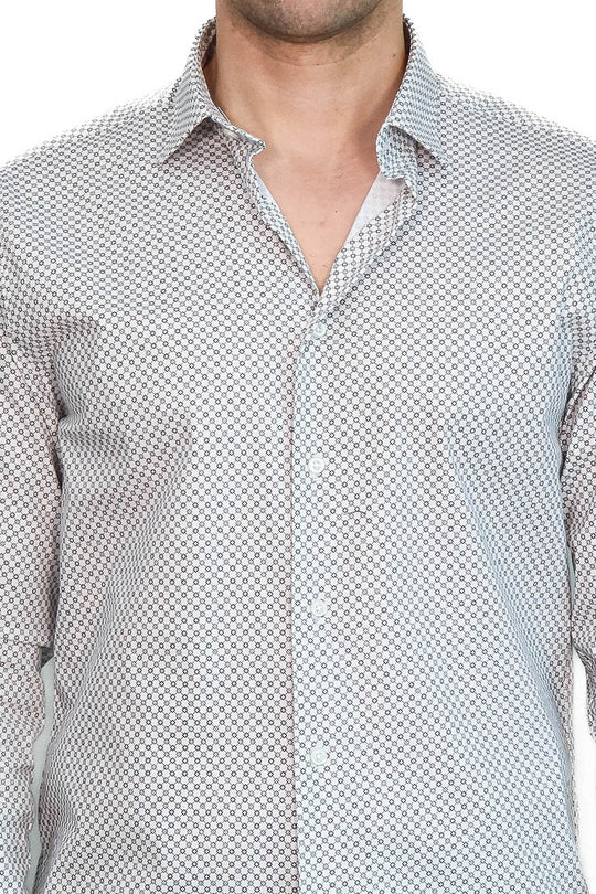 Men's White Slim Fit Micro Check Patterned Shirt | Wessi