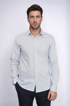 Men's White Slim Fit Micro Check Patterned Shirt | Wessi