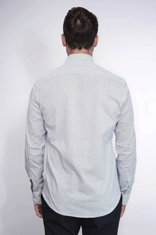 Men's White Slim Fit Micro Check Patterned Shirt | Wessi