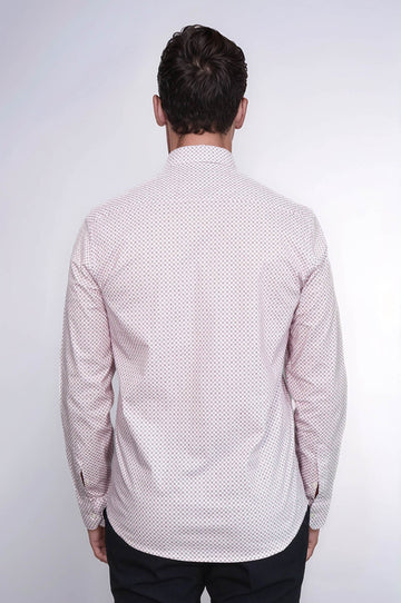 Men's Burgundy Slim Fit Micro Check Patterned Shirt | Wessi