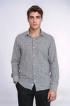 Men's Black Slim Fit Houndstooth Shirt | Wessi