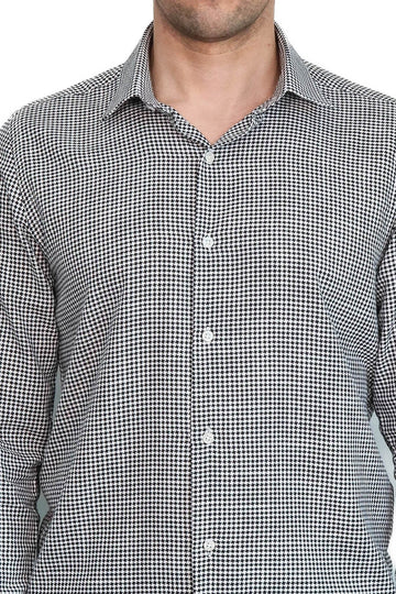 Men's Black Slim Fit Houndstooth Shirt | Wessi