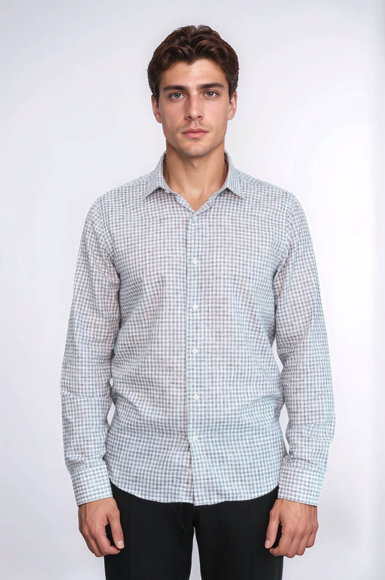 Men's Black Slim Fit Plaid Cotton Shirt | Wessi