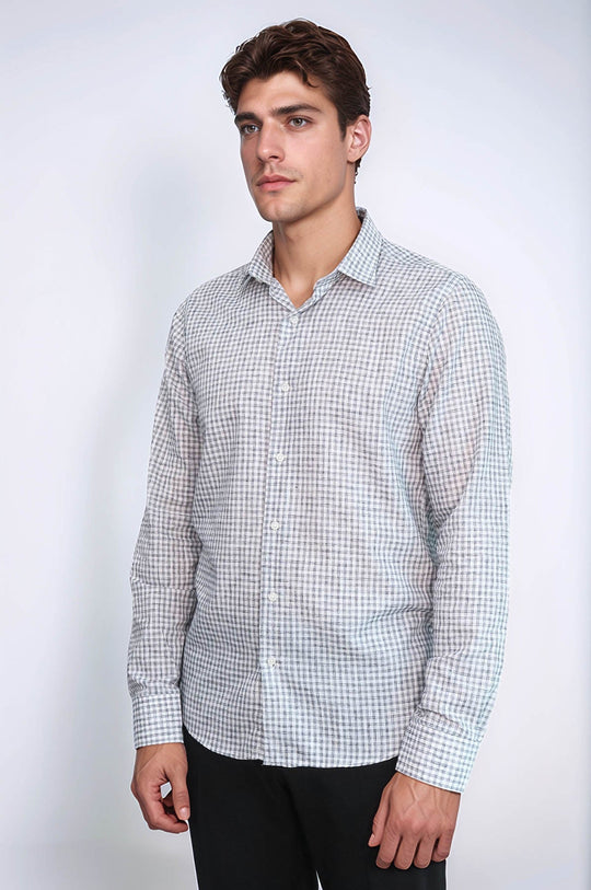 Men's Black Slim Fit Plaid Cotton Shirt | Wessi