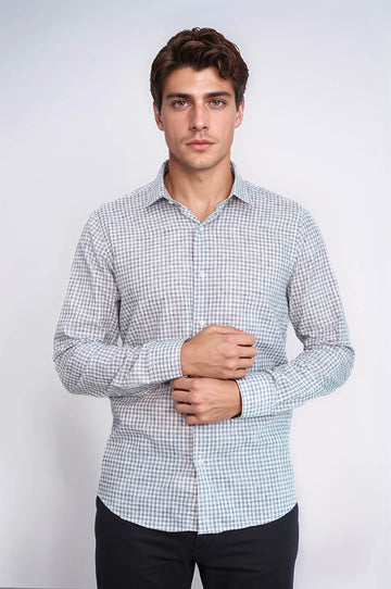 Men's Black Slim Fit Plaid Cotton Shirt | Wessi
