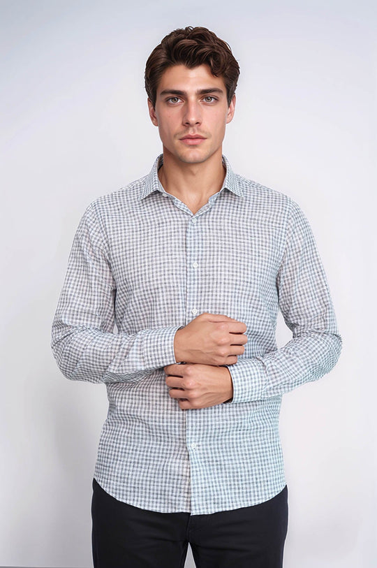 Men's Black Slim Fit Plaid Cotton Shirt | Wessi