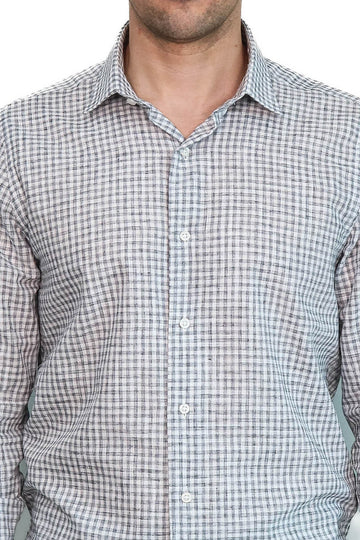Men's Black Slim Fit Plaid Cotton Shirt | Wessi
