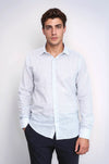 Men's Sky Blue Slim Fit Plaid Cotton Shirt | Wessi