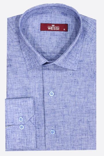 Men's Navy Blue Slim Fit Patterned Cotton Shirt | Wessi