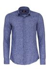 Men's Navy Blue Slim Fit Patterned Cotton Shirt | Wessi