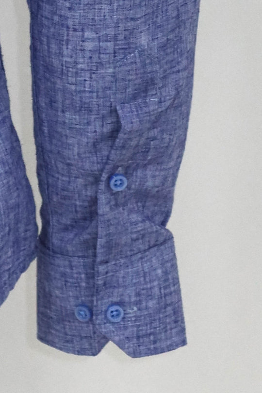 Men's Navy Blue Slim Fit Patterned Cotton Shirt | Wessi