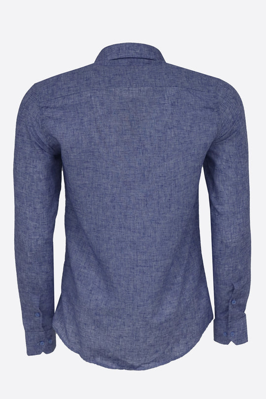 Men's Navy Blue Slim Fit Patterned Cotton Shirt | Wessi