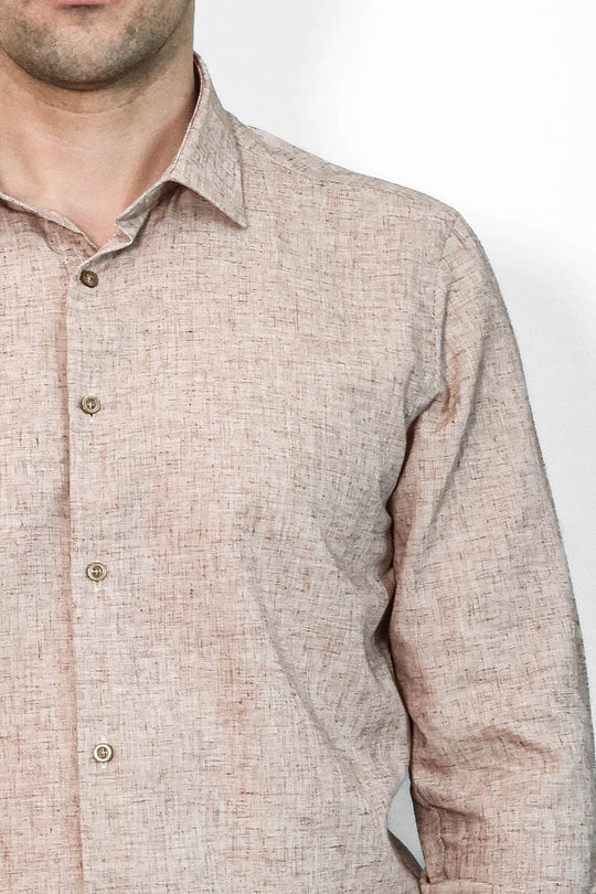 Men's Brown Slim Fit Patterned Cotton Shirt | Wessi