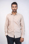 Men's Brown Slim Fit Patterned Cotton Shirt | Wessi