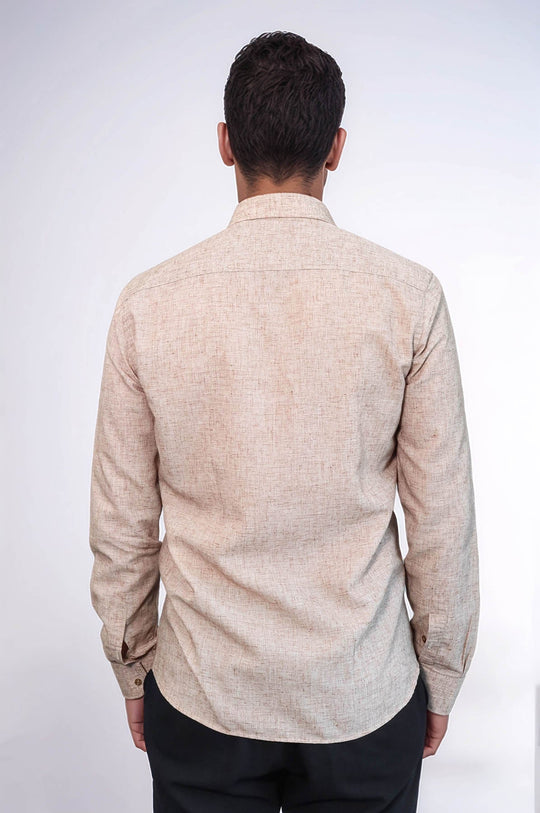 Men's Brown Slim Fit Patterned Cotton Shirt | Wessi