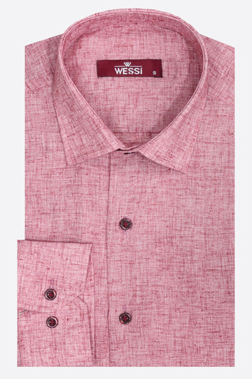 Men's Burgundy Slim Fit Patterned Cotton Shirt | Wessi