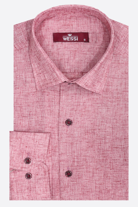 Men's Burgundy Slim Fit Patterned Cotton Shirt | Wessi