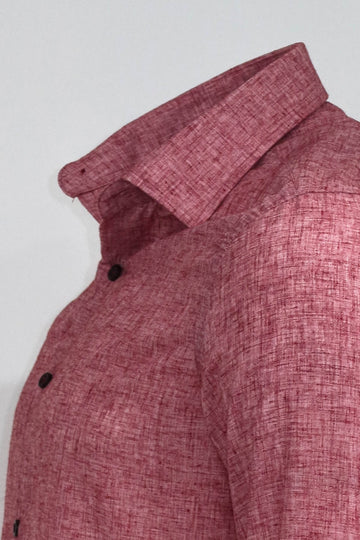 Men's Burgundy Slim Fit Patterned Cotton Shirt | Wessi