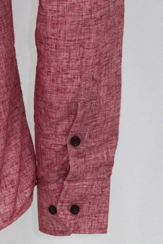 Men's Burgundy Slim Fit Patterned Cotton Shirt | Wessi
