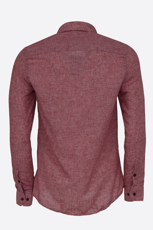 Men's Burgundy Slim Fit Patterned Cotton Shirt | Wessi