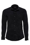 Men's Black Slim Fit Velvet Cotton Shirt | Wessi