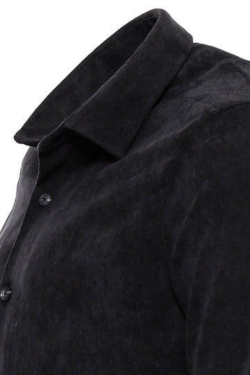 Men's Black Slim Fit Velvet Cotton Shirt | Wessi