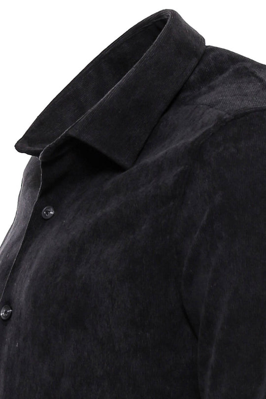 Men's Black Slim Fit Velvet Cotton Shirt | Wessi