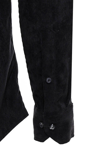Men's Black Slim Fit Velvet Cotton Shirt | Wessi