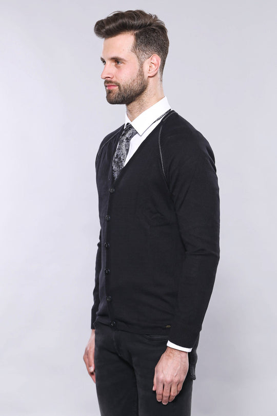 Black Slim Fit Cotton Knit Jumper | Wessi