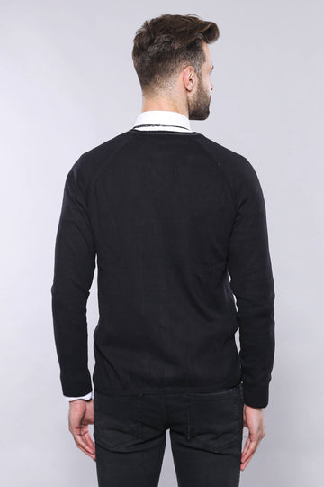 Black Slim Fit Cotton Knit Jumper | Wessi