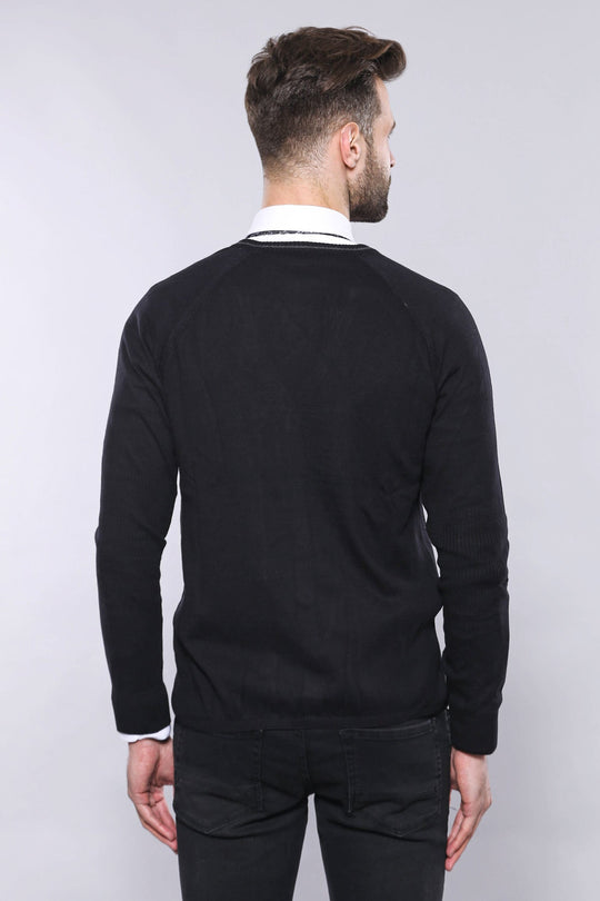Black Slim Fit Cotton Knit Jumper | Wessi