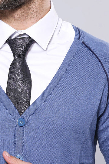 Sky Blue Slim Fit Cotton Cardigan – Wessi