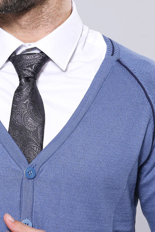 Sky Blue Slim Fit Cotton Cardigan – Wessi