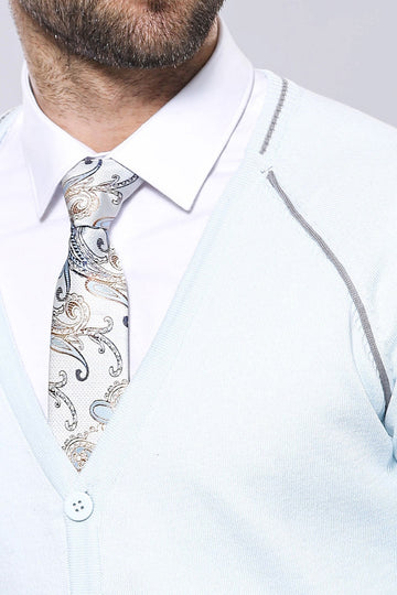 Ice Blue Slim Fit Cotton Cardigan – Wessi