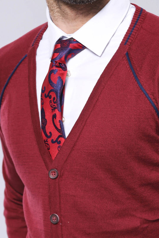 Burgundy Slim Fit Cotton Cardigan – Wessi
