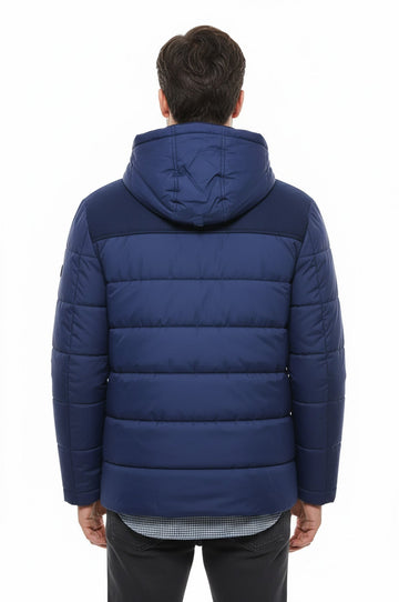 Navy Blue Slim Fit Hooded Puffer Coat – Wessi
