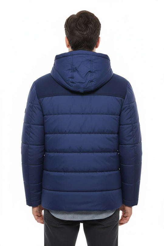 Navy Blue Slim Fit Hooded Puffer Coat – Wessi