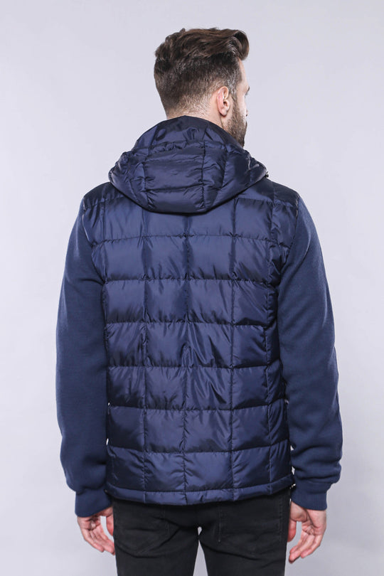 Navy Blue Slim Fit Hooded Quilted Coat – Wessi