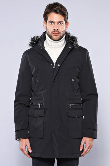 Black Fur-Hooded Overcoat – Wessi