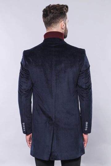 Navy Blue Slim Fit Peak Wide Lapel Short Coat – Wessi