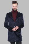 Navy Blue Slim Fit Peak Wide Lapel Short Coat – Wessi