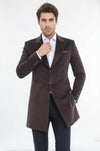 Brown Slim Fit Peak Lapel Overcoat – Wessi